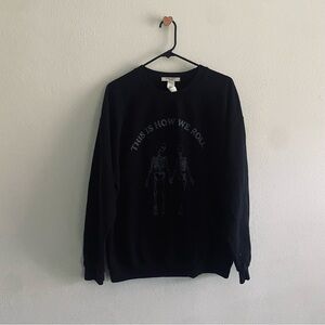 Project Social T Black Skeleton Graphic Crewneck Sweatshirt